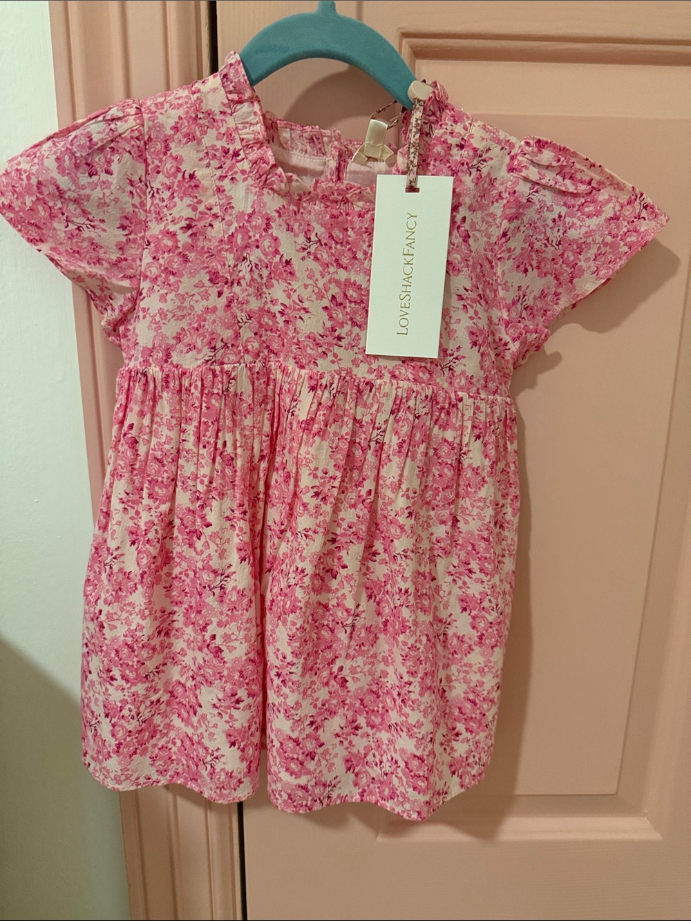 NWT LoveShackFancy Pink Floral Cotton Babydoll Dress